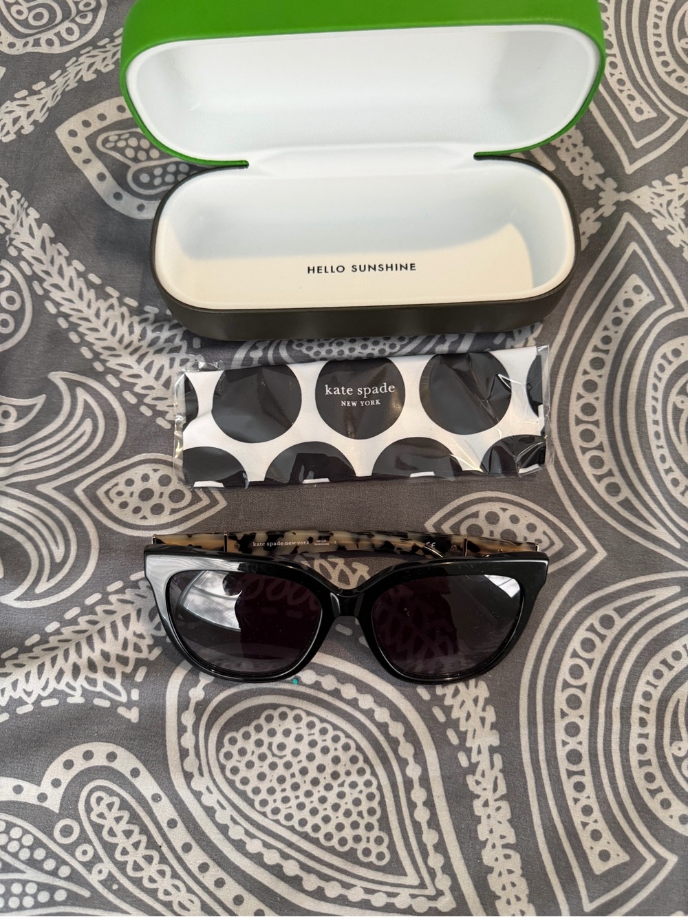 kate spade Black Cat-Eye Sunglasses with Tortoiseshell Temples